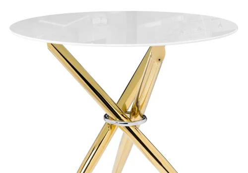 Стеклянный стол Rock 80х75 white / gold 15550 Woodville столешница белая из стекло фото 2