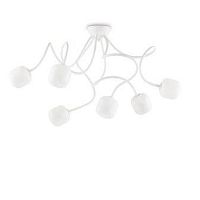 Люстра потолочная OCTOPUS PL6 BIANCO Ideal Lux белая на 6 ламп, основание белое в стиле современный 