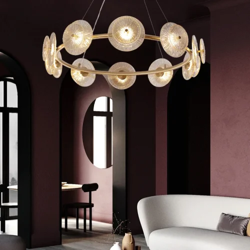 Люстра подвесная AGAPI CH 197775-23 ImperiumLoft прозрачная на 10 ламп, основание латунь в стиле современный фото 8