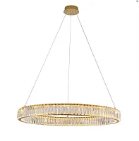 Люстра подвесная LED Madison 0907CL-80GD Milosh Tendence прозрачная на 1 лампу, основание золотое в стиле современный кольца