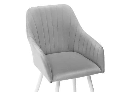 Кресло Слэм крутящееся светло-серое / белое 570177 Woodville, серый/велюр, ножки/металл/белый, размеры - ****530*640 фото 7