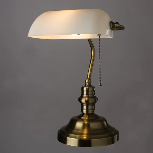 Настольная лампа Banker A2493LT-1AB Arte Lamp белая 1 лампа, основание бронзовое металл в стиле классический  фото 3