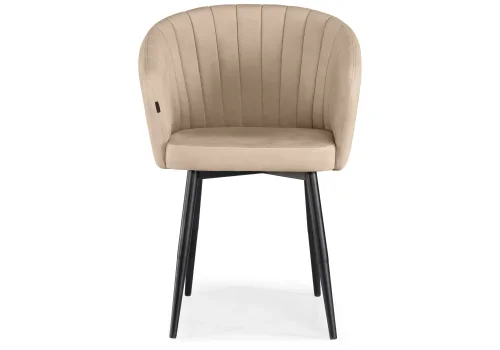 Деревянный стул Моншау черный / velutto 05 462136 Woodville, бежевый/велюр, ножки/металл/чёрный, размеры - ****600*530 фото 4