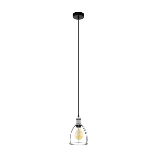 Светильник подвесной лофт Wraxall 33021 Eglo серебряный 1 лампа, основание чёрное в стиле лофт 
