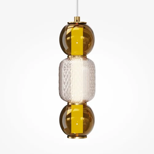 Светильник подвесной LED Drop MOD273PL-L16G3K Maytoni прозрачный янтарный 1 лампа, основание золотое в стиле современный арт-деко  фото 5