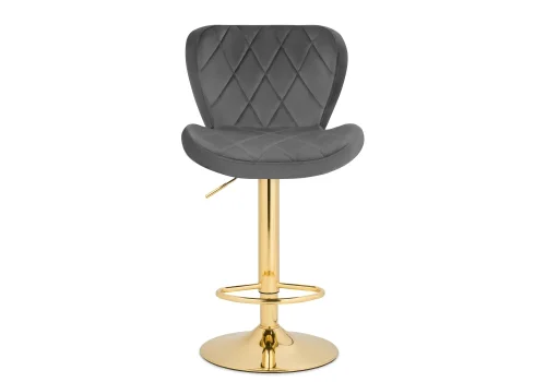 Барный стул Porch dark gray / golden 15504 Woodville, серый/велюр, ножки/металл/золотой, размеры - *1100***470*530 фото 2