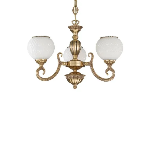 Люстра подвесная  L 8550/3 Reccagni Angelo белая на 3 лампы, основание золотое в стиле классический  фото 3