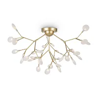 Люстра потолочная Florencia FR5049CL-36G Freya белая на 36 ламп, основание золотое в стиле модерн флористика ветви