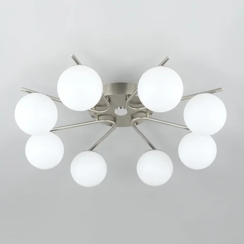 Люстра потолочная LED с пультом Адам CL228A181 Citilux белая на 8 ламп, основание матовое хром в стиле современный молекула шар яндекс алиса с пультом фото 3