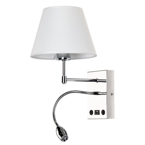Бра Elba A2581AP-2CC Arte Lamp белый на 1 лампа, основание хром в стиле модерн гибкая ножка