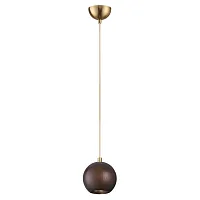 Светильник подвесной LED Caucho 7062/1 Odeon Light коричневый на 1 лампу, основание бронзовое в стиле минимализм 