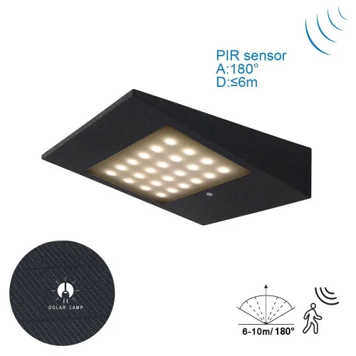 Настенный светильник LED Yeti 7098 Mantra уличный IP54 серый чёрный 1 лампа, плафон чёрный серый в стиле модерн хай-тек LED фото 2