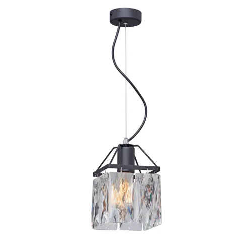 Светильник подвесной V5288-1/1S Vitaluce прозрачный на 1 лампу, основание чёрное в стиле современный классический 
