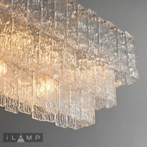 Люстра подвесная Manhattan P6315-1200 BR iLamp прозрачная на 9 ламп, основание латунь в стиле классический  фото 8