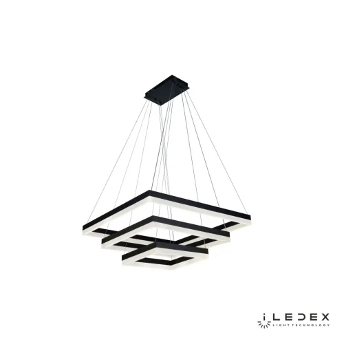 Светильник подвесной LED с пультом Twins D0319-3 (400x600x800) BK iLedex чёрный на 1 лампу, основание чёрное в стиле хай-тек современный с пультом квадраты фото 2