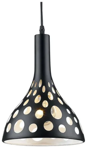 Светильник подвесной 243-026-01 Velante чёрный белый 1 лампа, основание чёрное в стиле современный 