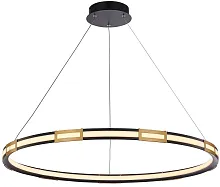 Люстра подвесная LED Rota 4131-1P Favourite чёрная золотая на 1 лампа, основание чёрное в стиле современный кольца