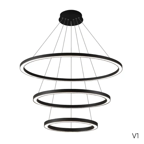 Люстра подвесная LED с пультом FORTUNA SP158W LED BLACK Crystal Lux чёрная на 1 лампу, основание чёрное в стиле современный кольца с пультом фото 2