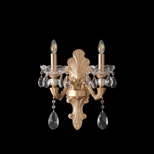 Бра ELIZABETH AP2 BRASS Crystal Lux без плафона на 2 лампы, основание прозрачное латунь в стиле классический фото 5