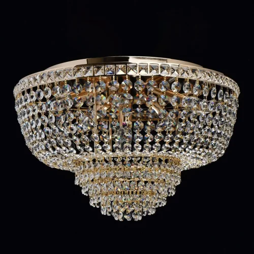 Люстра потолочная хрустальная Патриция 447011406 MW-Light прозрачная на 6 ламп, основание золотое в стиле классика  фото 3