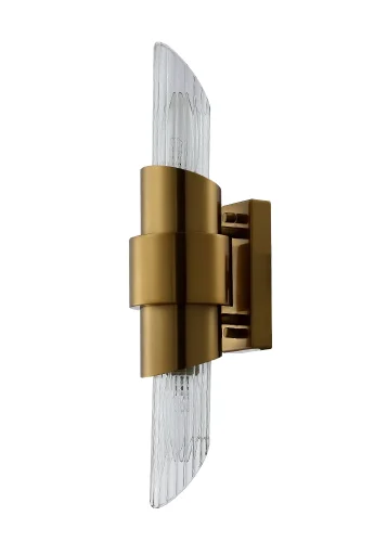 Бра JUSTO AP2 BRASS Crystal Lux прозрачный на 2 лампы, основание бронзовое в стиле модерн 