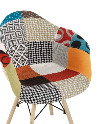 Кресло EAMES пэчворк УТ000002114 Stool Group, разноцветный/ткань, ножки/дерево/коричневый, размеры - ****640*620 фото 2