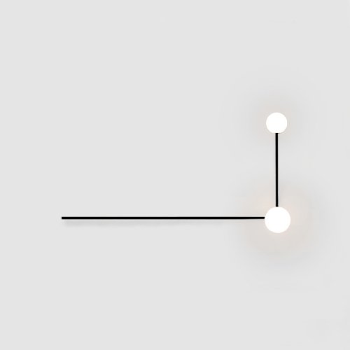 Настенный светильник LINES 2 черный 140828-26 ImperiumLoft белый на 2 лампы, основание чёрное в стиле минимализм 