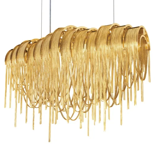 Люстра подвесная Volver 10404/720L GD LOFT IT золотая на 5 ламп, основание золотое в стиле арт-деко цепочки фото 7