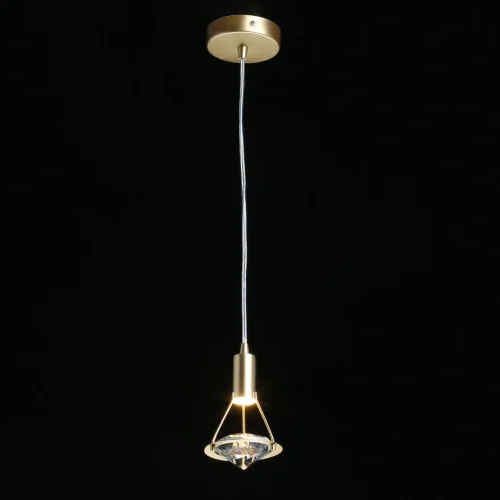 Светильник подвесной LED Ауксис 722012301 DeMarkt прозрачный 1 лампа, основание золотое в стиле хай-тек  фото 2