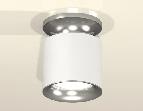 Светильник накладной XS7401102 Ambrella light белый 1 лампа, основание серебряное в стиле хай-тек современный круглый фото 2