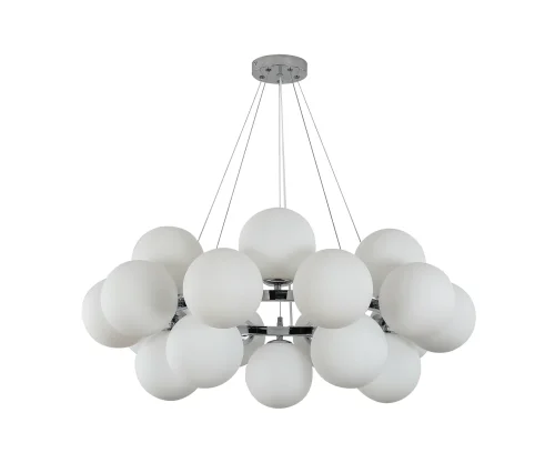Люстра подвесная Сида 07508-20A,02 Kink Light белая на 20 ламп, основание хром в стиле современный молекула шар