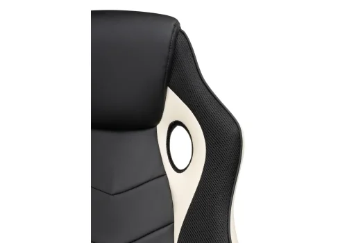 Кресло игровое Kard black / сream 15248 Woodville, бежевый/искусственная кожа, ножки/пластик/чёрный, размеры - *1210***620*690 фото 7