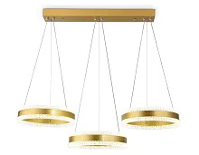 Люстра подвесная LED с пультом FA6208 Ambrella light прозрачная золотая на 1 лампу, основание золотое в стиле современный хай-тек с пультом кольца