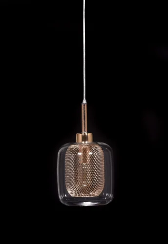 Светильник подвесной Bessa LDP 11337 R.GD Lumina Deco прозрачный розовый 1 лампа, основание золотое в стиле современный лофт  фото 3