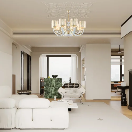 Люстра подвесная Florentia-8857 308857/8 Wh/Gd Arte Milano белая золотая на 8 ламп, основание золотое в стиле современный арт-деко фото 2