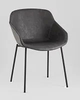 Стул Ashby, экокожа, серый, сиденье УТ000040854 Stool Group, серый/экокожа, ножки/металл/чёрный, размеры - *****