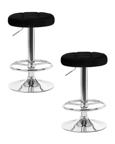 Табурет барный набор 2 шт. SET-2 5008-LM BRUNO, цвет сиденья черный велюр (MJ9-101), цвет основания хром Dobrin, /велюр, ножки/металл/хром, размеры - 610*830***360*360