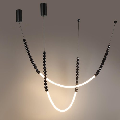 Светильник подвесной LED Monella 7149/24CL Odeon Light чёрный на 2 лампы, основание чёрное в стиле современный классический линейный бусы фото 4