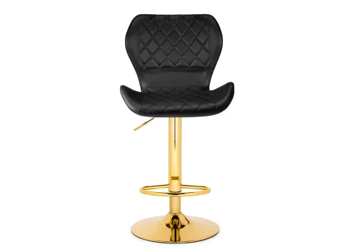 Барный стул Porch gold / black 15647 Woodville, чёрный/экокожа, ножки/металл/золотой, размеры - *1130***480*470 фото 2