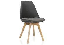 Деревянный стул Bonuss dark gray / wood 15224 Woodville, серый/велюр, ножки/массив бука/натуральный, размеры - ****500*560
