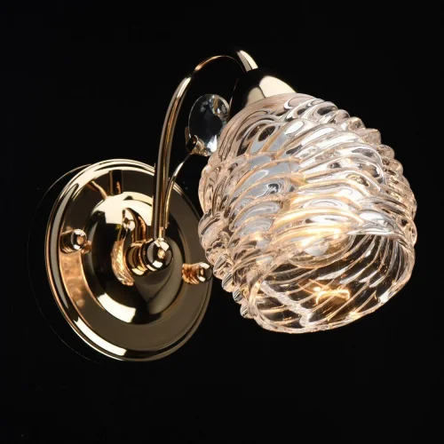 Бра Подснежник 294026901 MW-Light прозрачный на 1 лампа, основание золотое в стиле флористика  фото 3