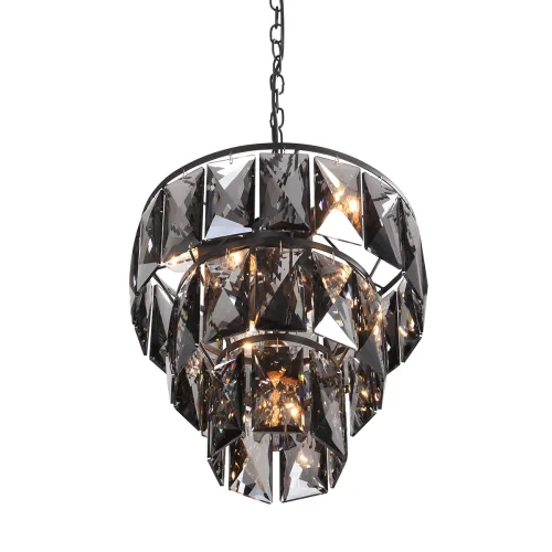 Люстра подвесная V5276-1/6+1 Vitaluce серая чёрная на 7 ламп, основание чёрное в стиле современный классический фото 3