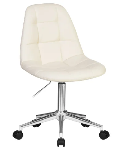 Офисное кресло набор 2 шт. SET-2 9800-LM MONTY, цвет кремовый Dobrin, /экокожа, ножки/металл/хром, размеры - 820*930***620*620 фото 2