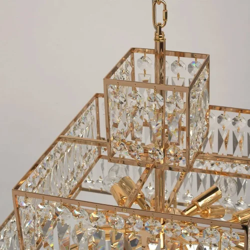 Люстра хрустальная Монарх 121010916 MW-Light прозрачная на 16 ламп, основание золотое в стиле классический  фото 11