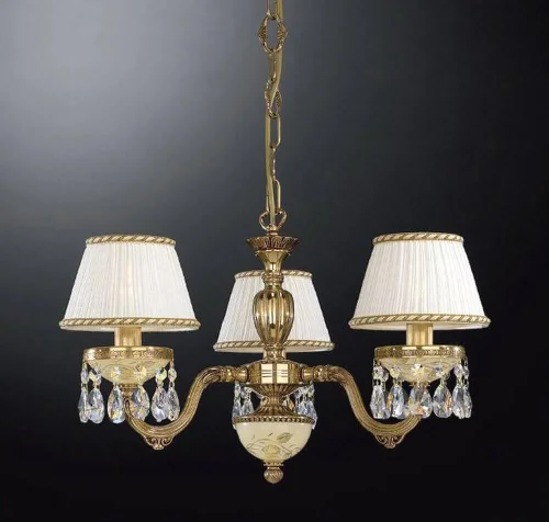 Люстра подвесная  L 6520/3 Reccagni Angelo жёлтая белая на 3 лампы, основание золотое в стиле классический 