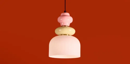 Светильник подвесной Alzare FR5595PL-01B4 Freya разноцветный белый на 1 лампу, основание чёрное в стиле современный мемфис фото 5