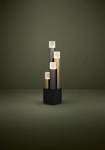 Настольная лампа LED Estanterios 39907 Eglo золотая коричневая 4 лампы, основание чёрное металл в стиле современный  фото 2