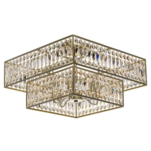 Люстра потолочная хрустальная Монарх 121012306 MW-Light янтарная прозрачная на 6 ламп, основание золотое в стиле классический 
