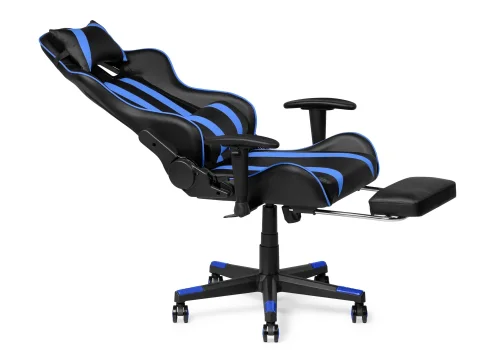 Компьютерное кресло Corvet black / blue 15465 Woodville, синий чёрный/искусственная кожа, ножки/пластик/чёрный, размеры - *1350***540* фото 7