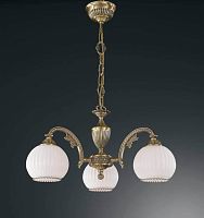 Люстра подвесная  L 8700/3 Reccagni Angelo белая на 3 лампы, основание античное бронза в стиле классика 